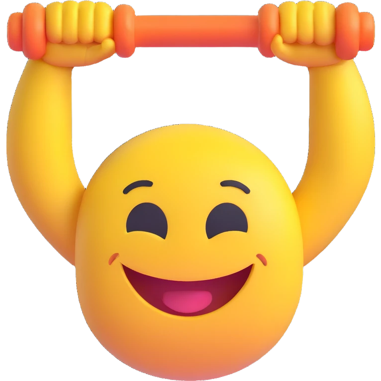 3D smiley emoji, round shape, showing muscular arms, with the text "flexel" emoji