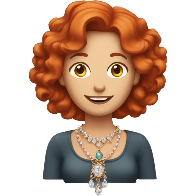 Red headed middle age woman who loves jewelry  emoji