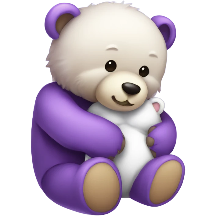 teddybear hufging pengiun💜 emoji