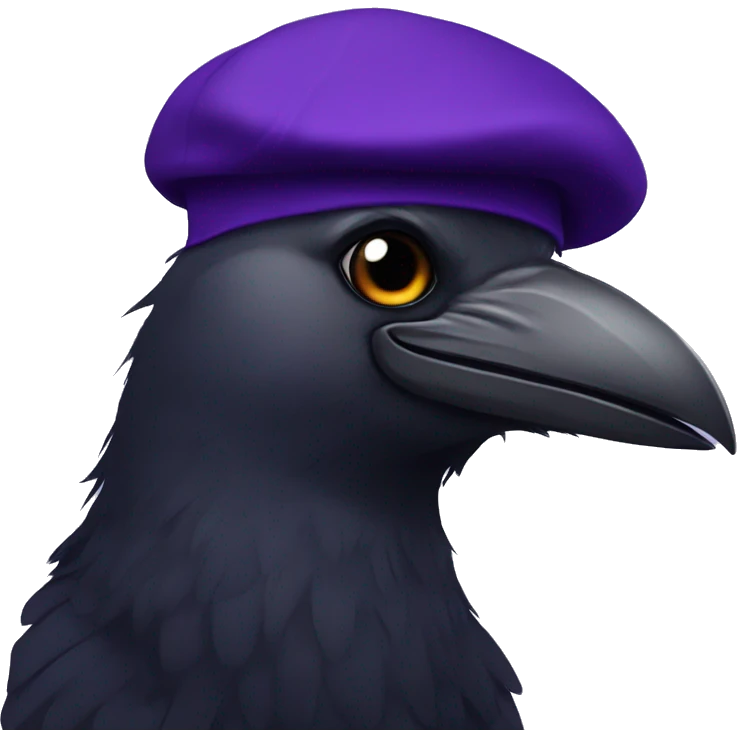 Crow wearing a purple beret emoji