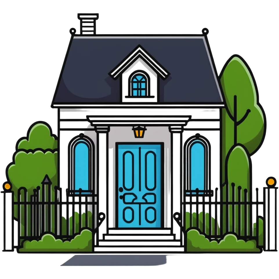 front entrance to house with decorative iron fence emoji