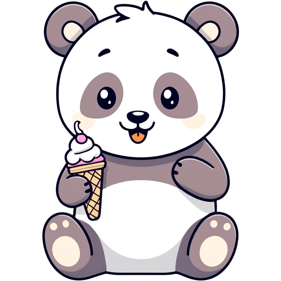 Panda eating ice cream emoji