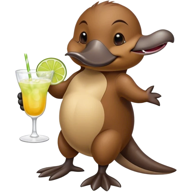 Cool platypus drinking margarita emoji