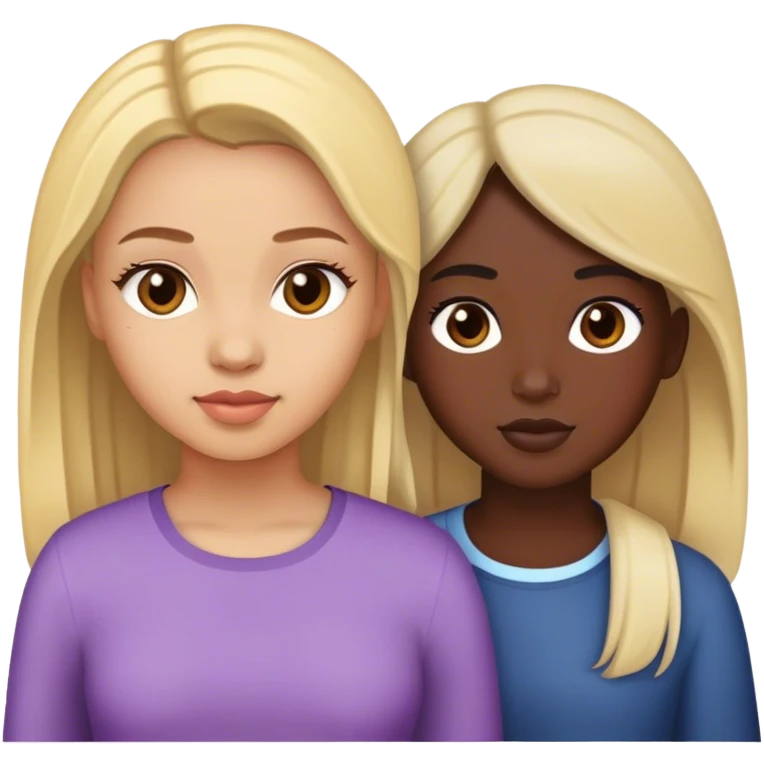 3 girls 2 light skin 1 dark skin emoji