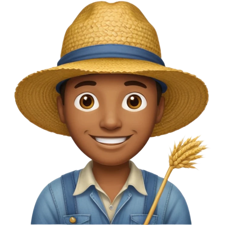 farmer black man with straw hat emoji