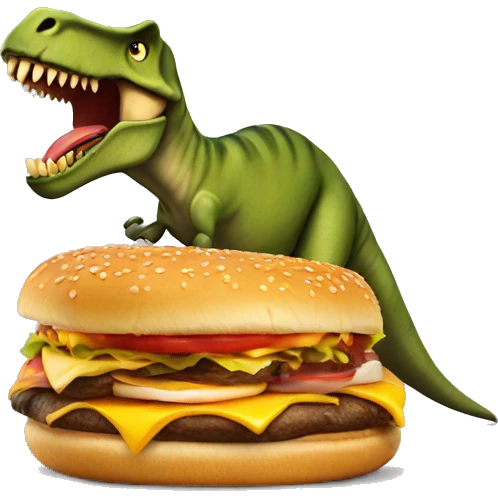 T-rex eating a cheeseburger  emoji