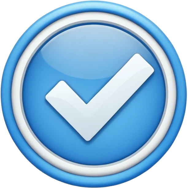 Mavi yuvarlağın içinde beyaz tik emoji