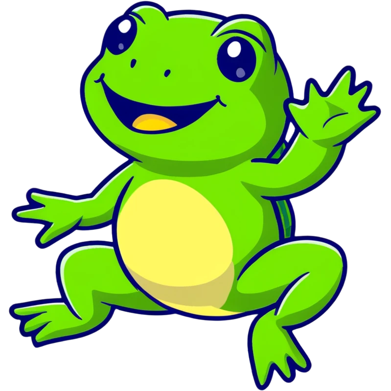 cartoon frog jumping emoji