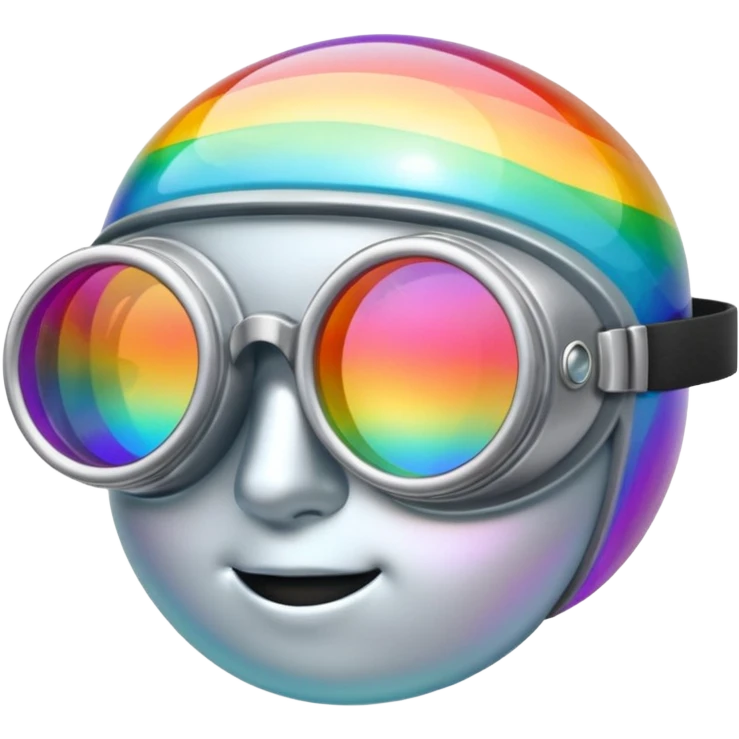 silver simulation rainbow blendglass goggles emoji
