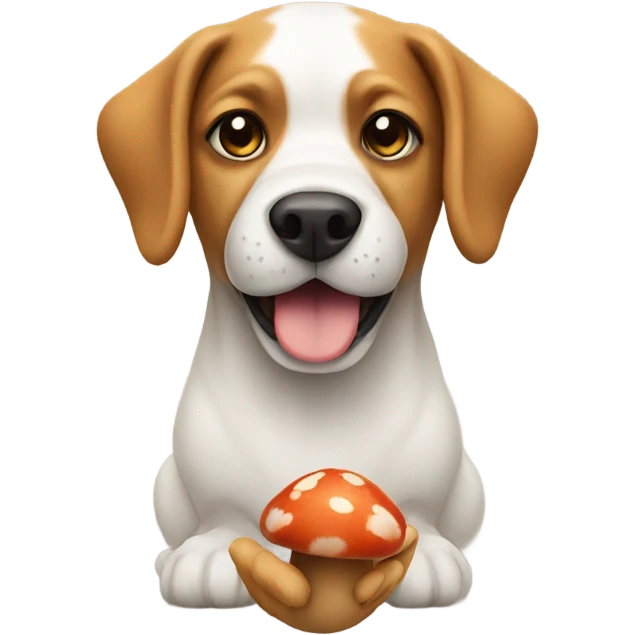Dog holding mushroom emoji