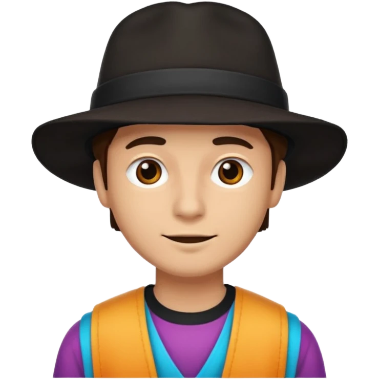 man black hat wearing colored clothes emoji