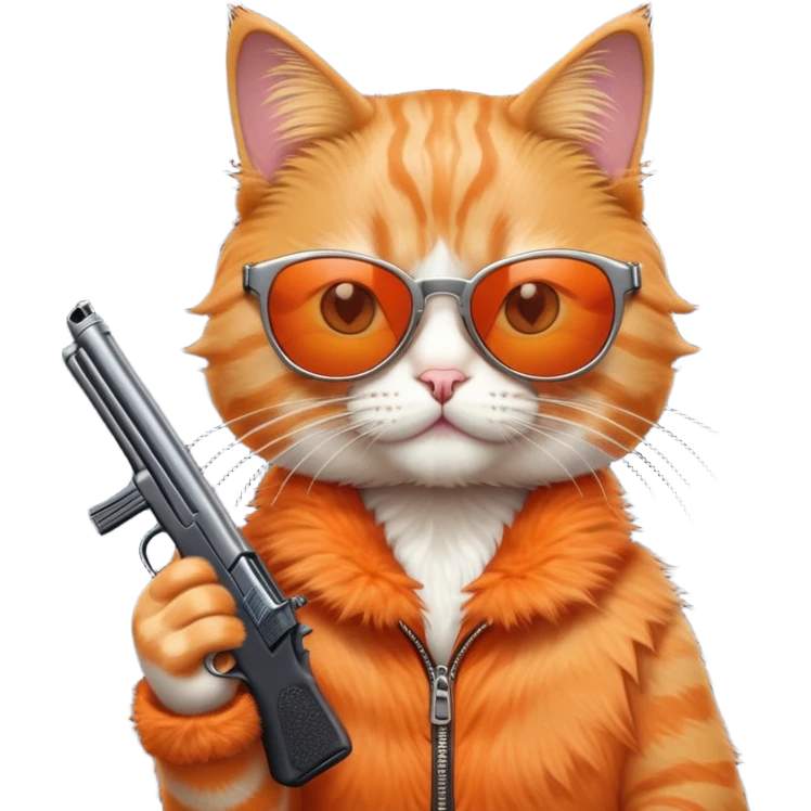 Cat wearing sunglasses and holding gun  emoji