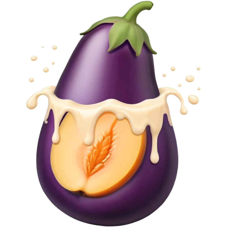 Aubergine in the hall peach splashing milk emoji