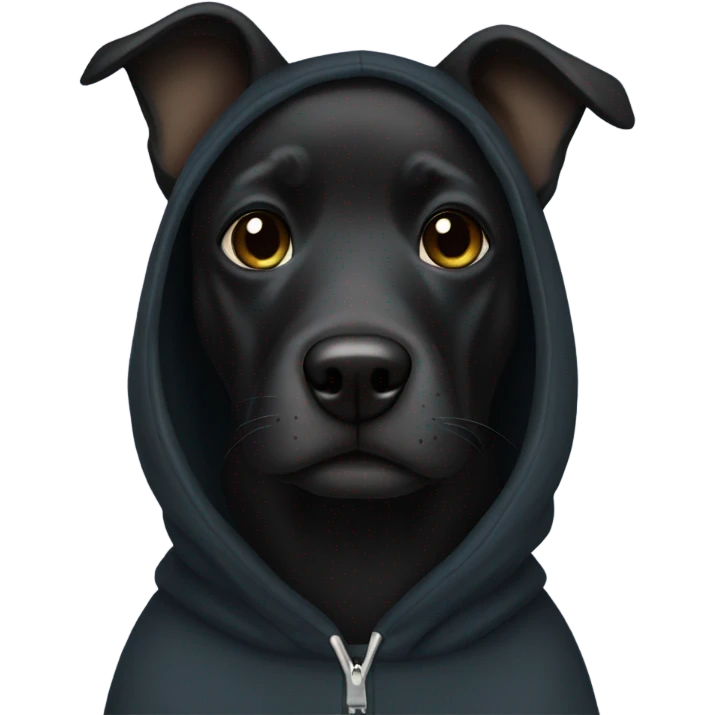 Black Dog wearing a hoodie emoji