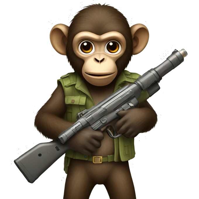 Monkey holding a toy gun emoji