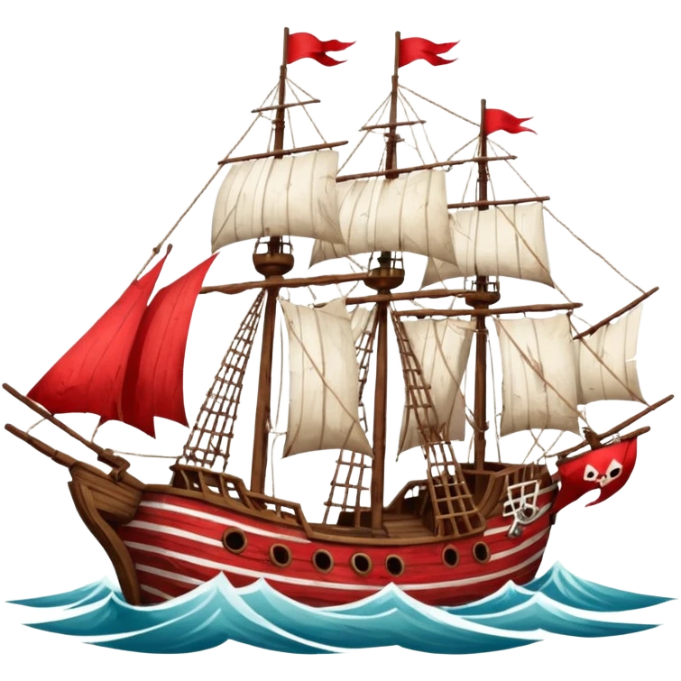 red and white pirate ships emoji