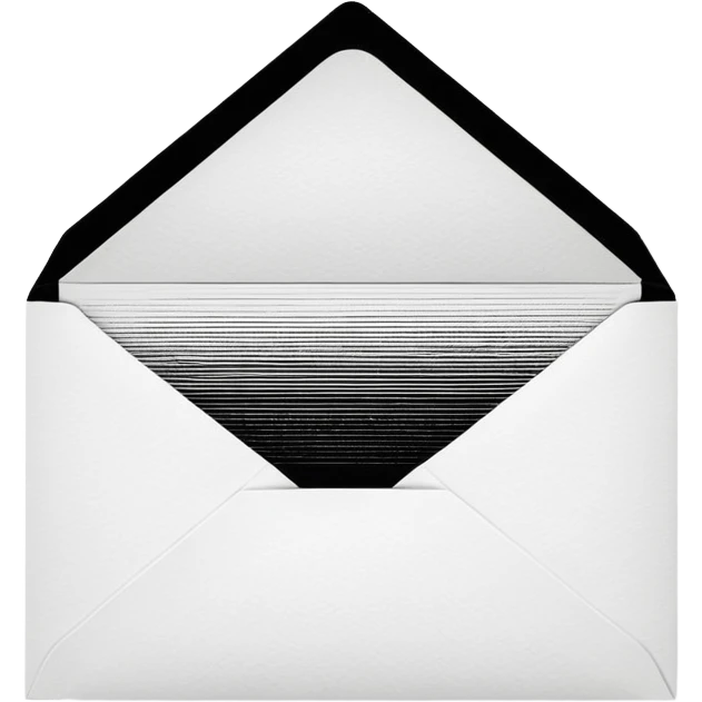 Open envelope + blank card, ink engraving, stipple + crosshatch ONLY (no smooth shading), pure black on pure white, high contrast, razor lines, chiaroscuro rays, tiny #fbcfe8 glow highlights --ar 16:9 --style raw --s 25 --no 3d render, gradient, soft shading, gray, shadow, text emoji