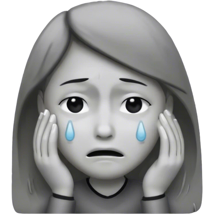 crying black and white emoji