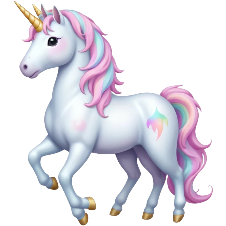 Fullbody White unicorn with pastel color mane  emoji