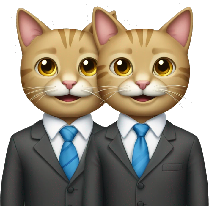 two happy business cats in ties emoji