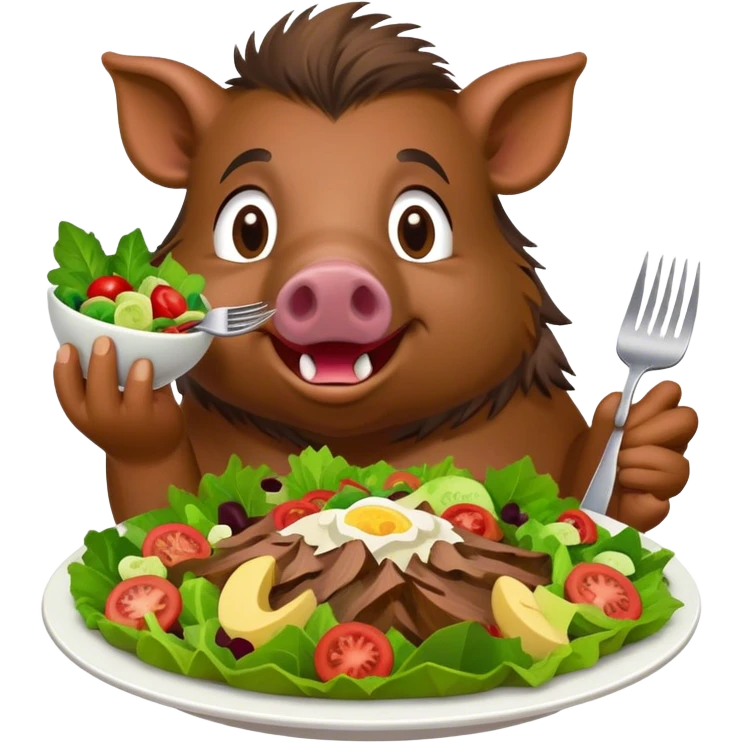wild hawaiian boar, eating a salad emoji