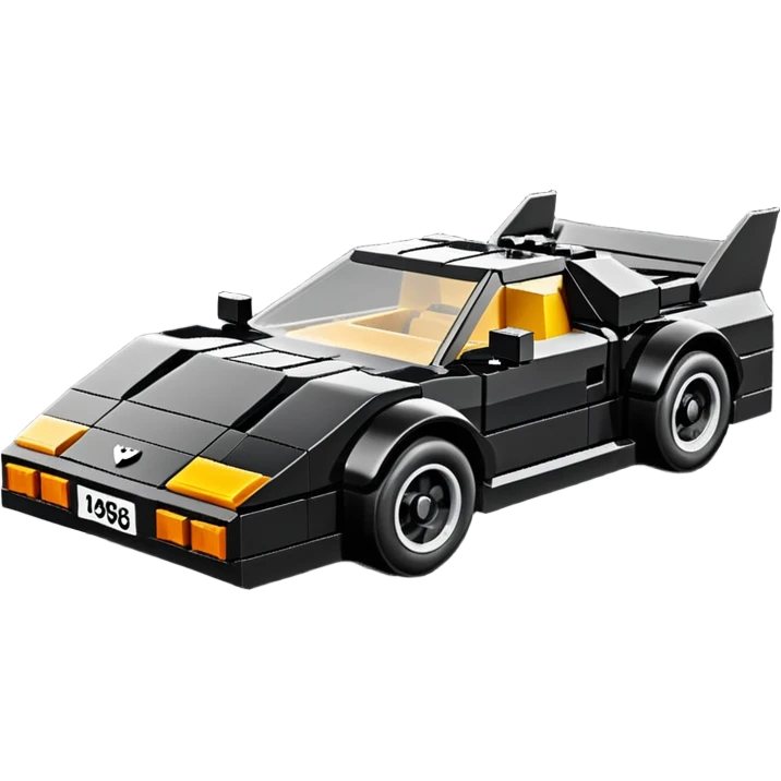  the animated series Batman aerodynamic opulent dark knight Lego futuristic concept loosely based on Toyota 1986 AE86 flat long straight faceted mechanical body) winged stealthy street hot rod  emoji