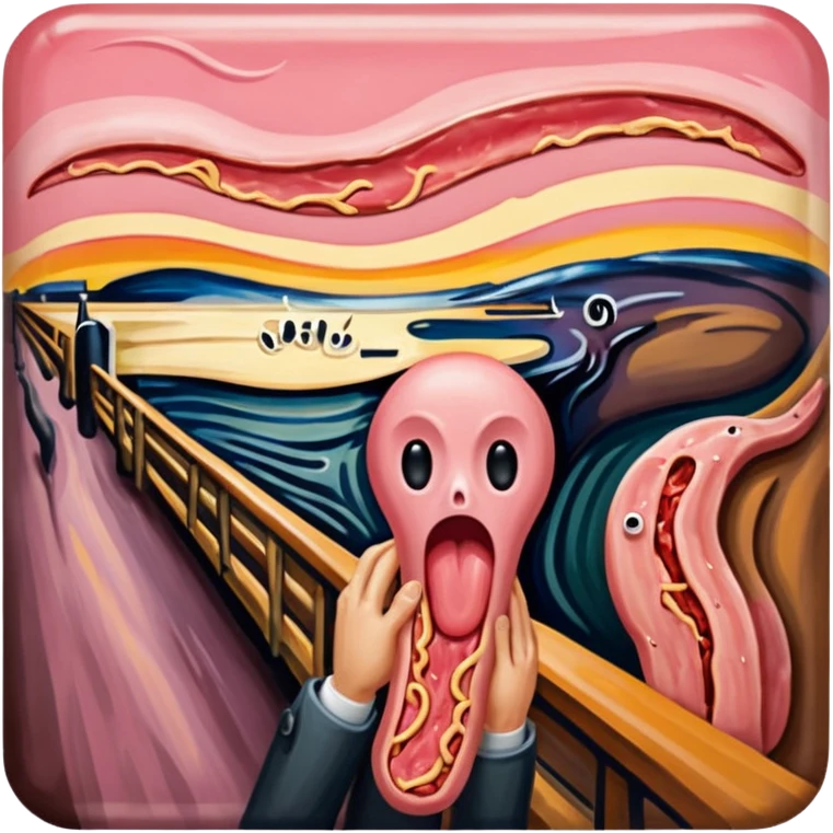 Edvard munch The Scream painting with SPAM MEAT landscape  emoji