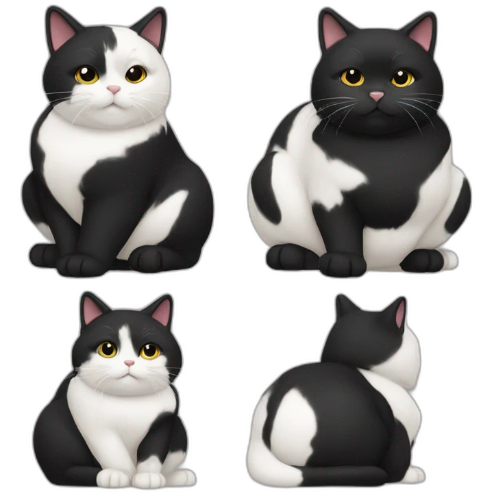 Fat Black and white cat emoji