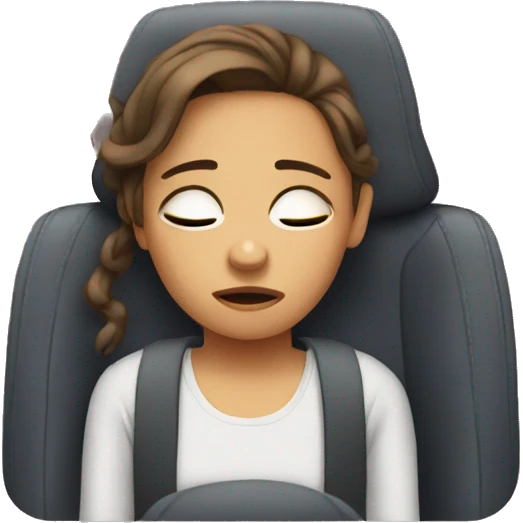 Tired girl in car emoji
