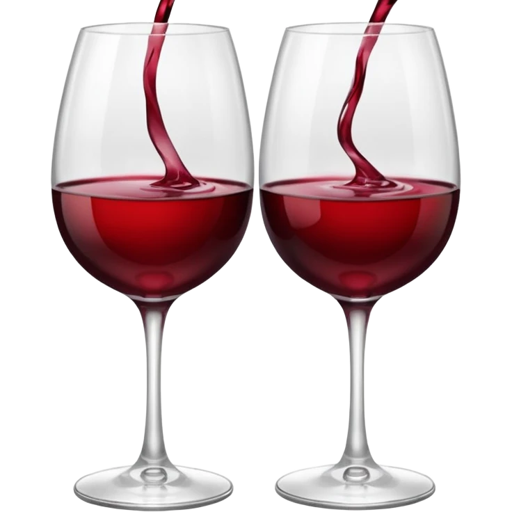 2 red wine glasses are knocked against each other emoji