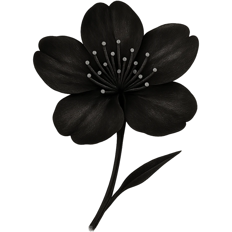 show  one black cherry blossom, remove background emoji
