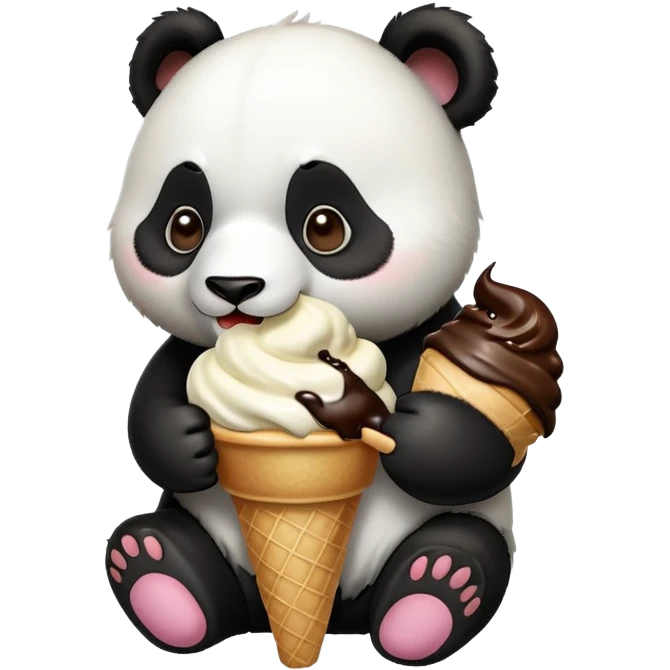 Panda eating ice cream emoji