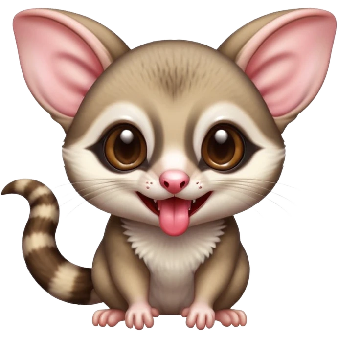 cute sugar glider with its tongue out, bright and playful, classic emoji style with tongue out emoji