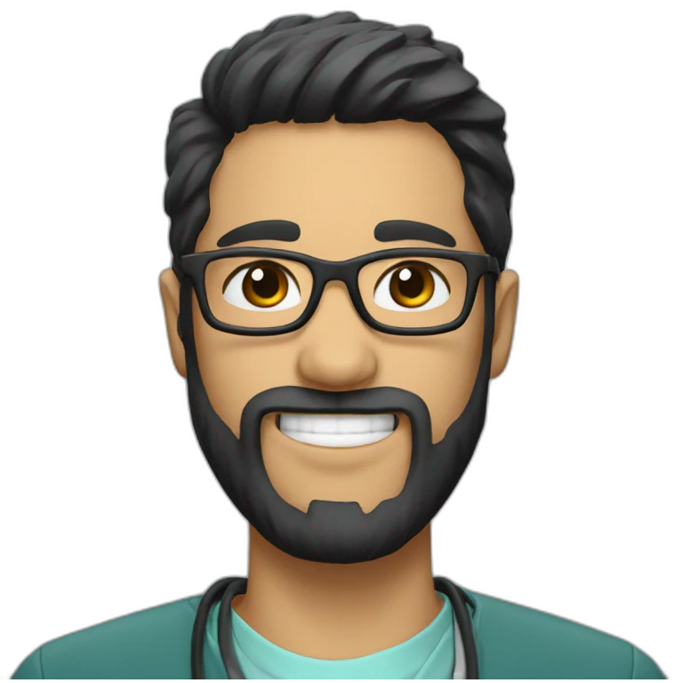 Dental Student with a starting black beard and glasses emoji