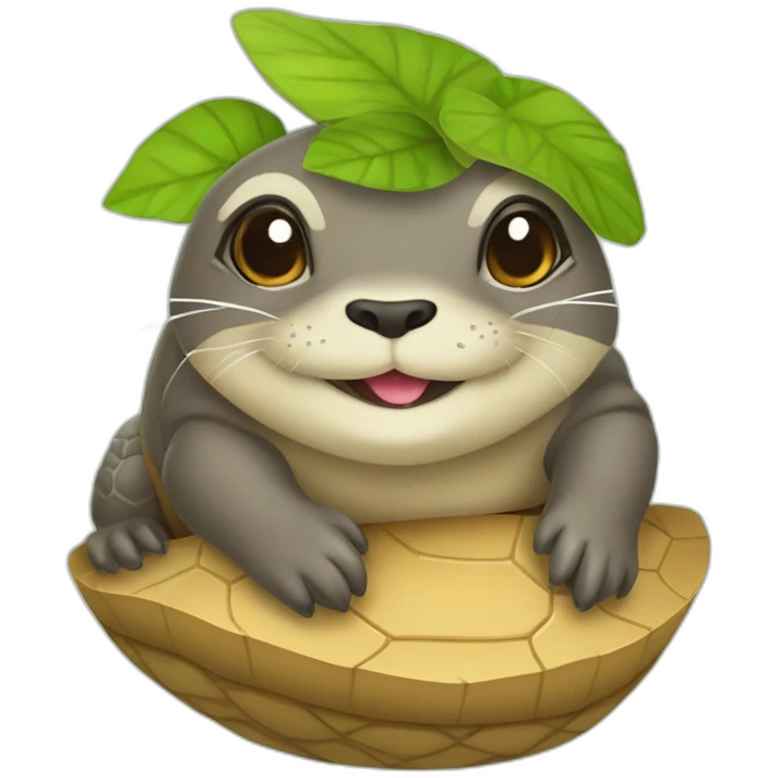 Loutre sur une tortue emoji