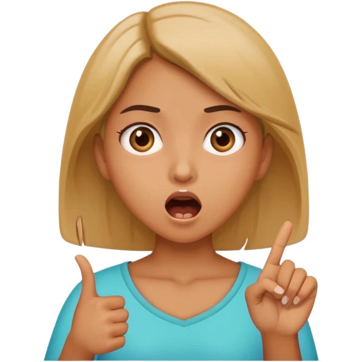 A girl pointing to her self with a shocked face emoji