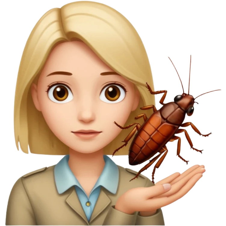Girl with cockroach in hand emoji