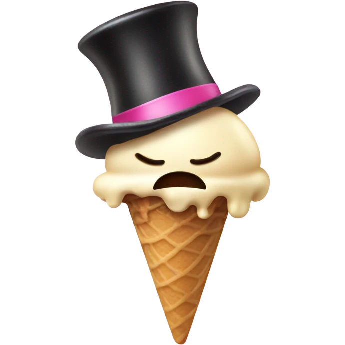 Melting ice cream with tophat emoji
