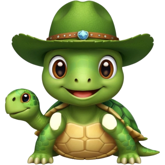 cute turtle wearing a cowboy hat emoji
