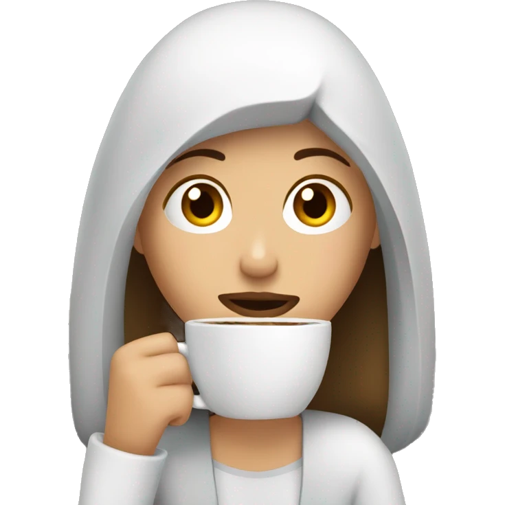 tired french girl with laptop drinking a lot of coffee emoji
