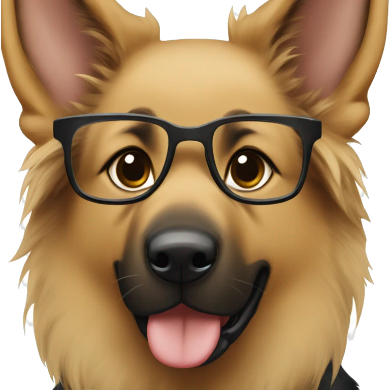 German Shepherd with a girl, girl has glasses and long brown hair emoji