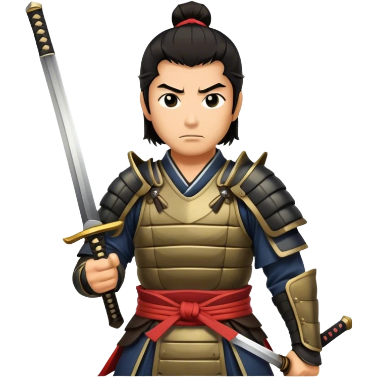 Cinematic Realistic Samurai Pop Culture Emoji, depicted with a noble, stoic portrayal of a samurai warrior rendered with crisp detail and dramatic, traditional lighting. emoji