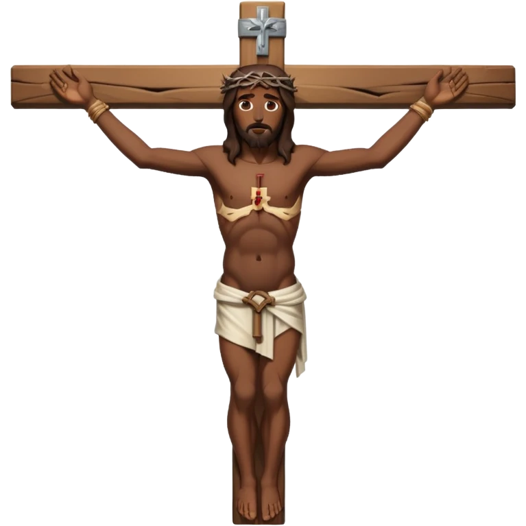 распятый Иисус на кресте в полный рост сбоку.  Крест должен быть целый вид со стороны  emoji