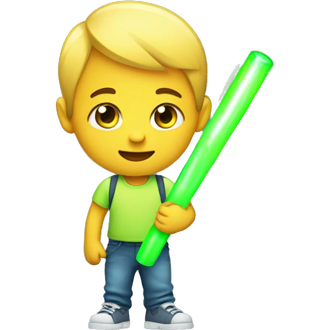 Kid with glowstick emoji