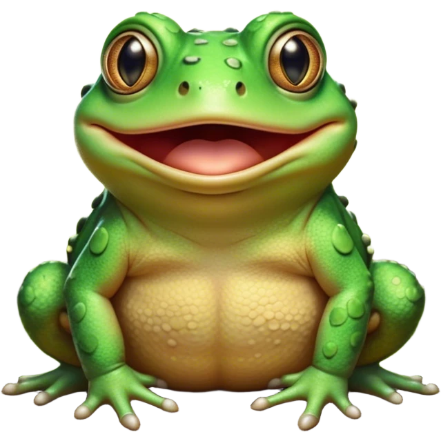 Cinematic Comical Toad Portrait Emoji, Head tilted dramatically with an exaggeratedly amused expression, featuring a robust, bumpy body with wide, comically expressive eyes full of playful disbelief and a quirky, textured face, Simplified yet hilariously expressive features, highly detailed, glowing with a slightly sassy woodland glow, high shine, dramatic yet playful, stylized with an air of quirky amphibian mischief, soft glowing outline, capturing the essence of a meme-worthy toad that looks ready to side-eye its way into viral fame! emoji