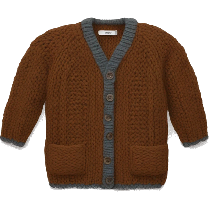 Knitted wool cardigan brown emoji