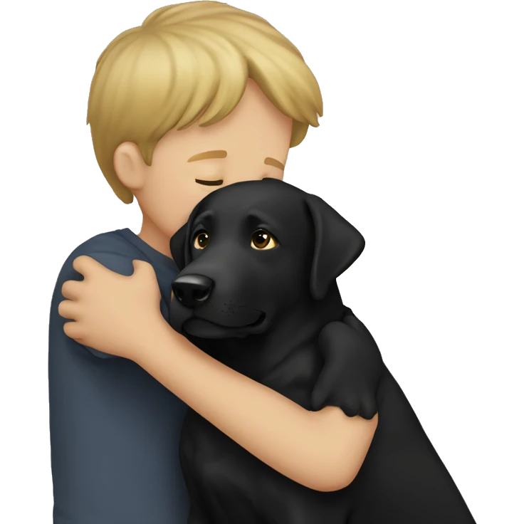 black lab hugging white boy emoji