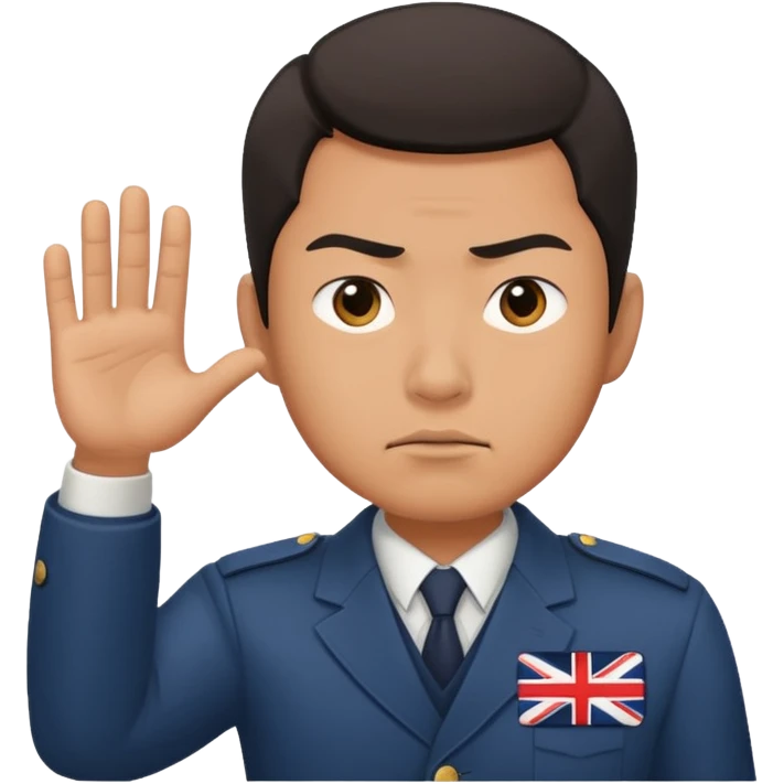 an asian man pushing and rejecting  the britian force emoji