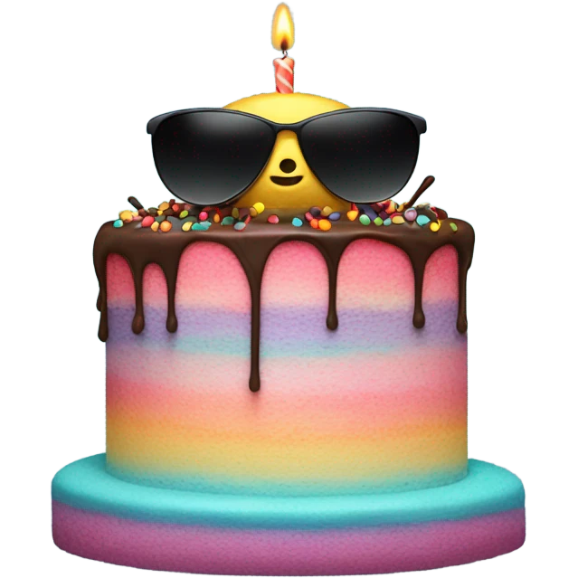 Silly ant with a birthday cake and sunglasses emoji