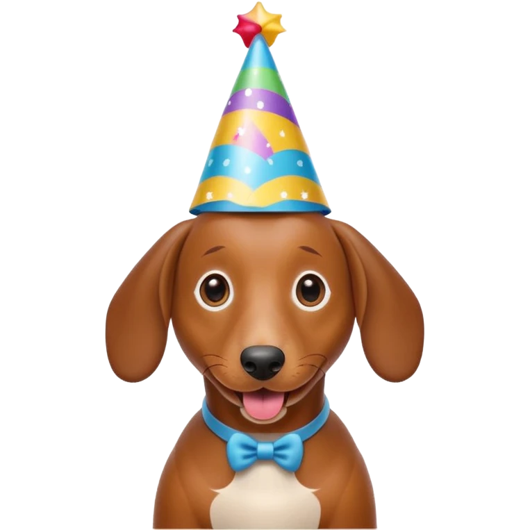 Sausage dog wearing party hat emoji